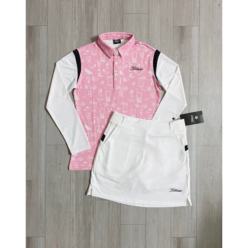 Sét áo dài tay và chân váy golf, tennis, cầu lông nữ xinh, thun co giãn, chât đẹp mịn.