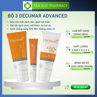 COMBO DECUMAR ADVANCED [Gel rửa mặt kiềm nhờn, gel ngừa mụn, kem chống nắng] (Bộ Decuma, dercuma, dercumar, decurma)