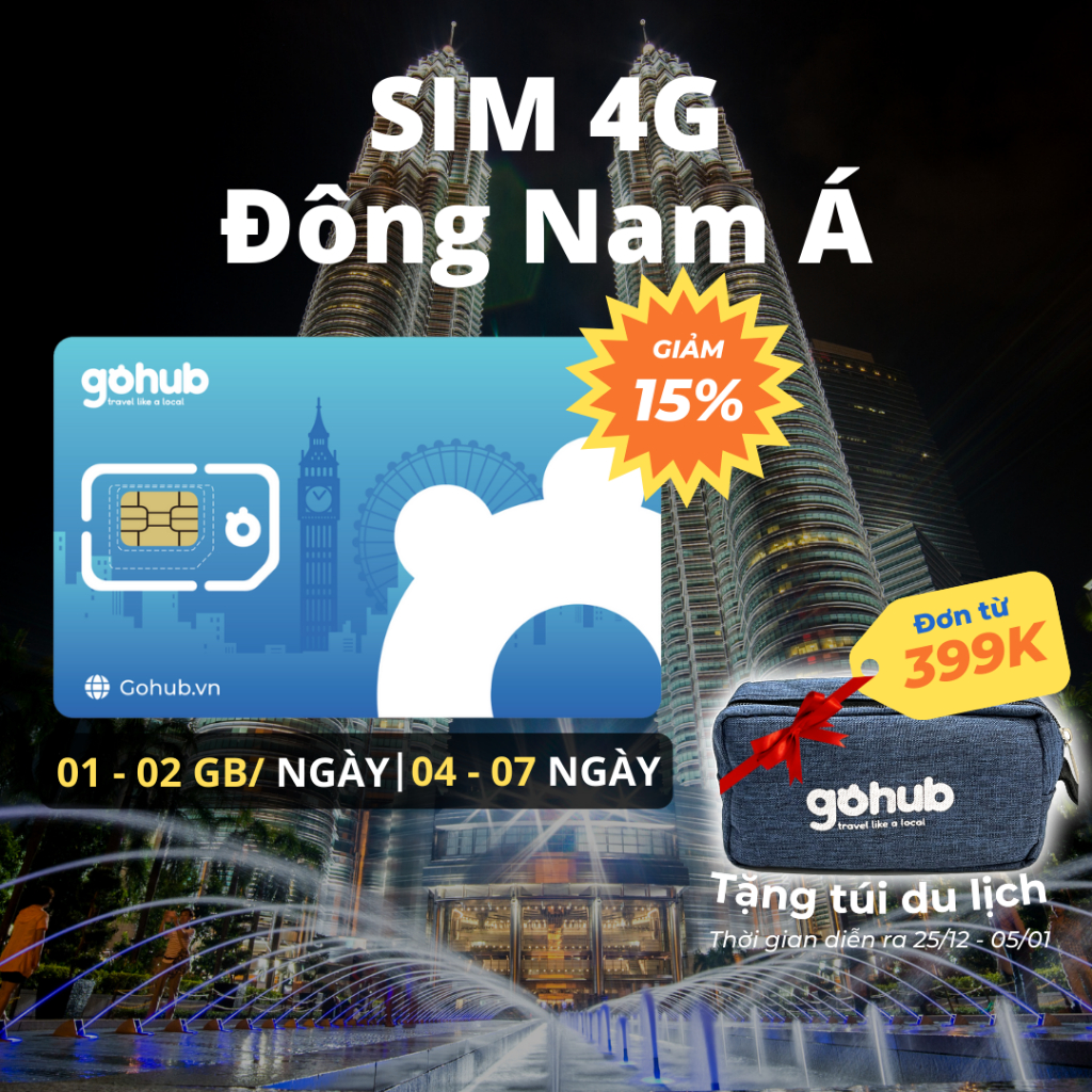  SIM 4G du lịch Đông Nam Á  - Gói theo ngày 