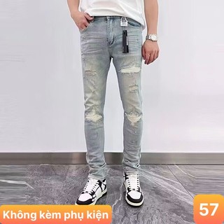 Quần jeans nam boy phố màu xanh nhat trơn rách gối chất liệu bò co dãn 4 chiều đẹp form rin skinny LAVADO107 mẫu mới