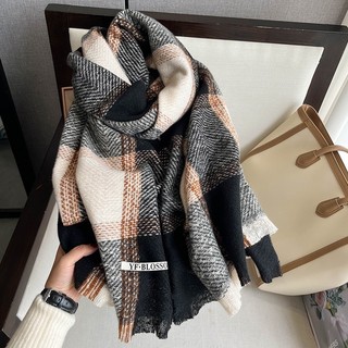 Khăn len quàng cổ nam nữ kẻ đơn giản trẻ trung, khăn choàng cổ dạ nữ kiểu dáng basic