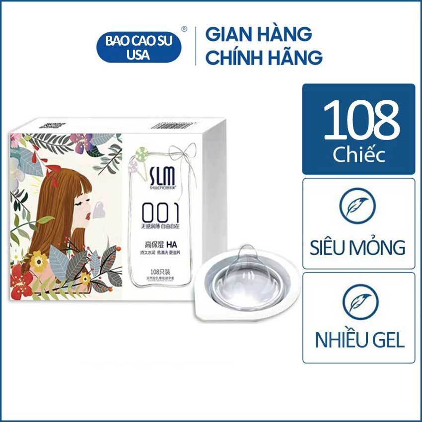 Bao cao su SLM 001 cực siêu mỏng, nhiều gel bôi trơn, nội đia Trung cao cấp - 108 bao (Có bán lẻ)