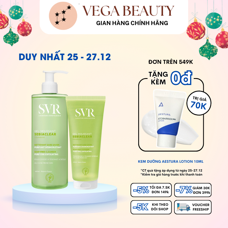 [BẢN CŨ + MỚI] Sữa Rửa Mặt SVR Sebiaclear Gel Moussant 400ml và 200ml Dạng Gel Dành Cho Da Dầu Mụn