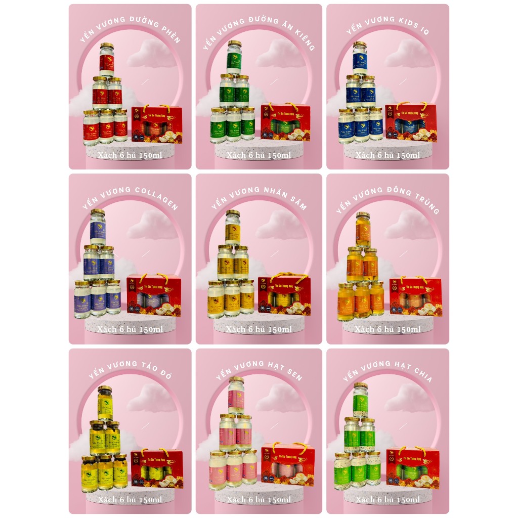 Yến Vương 35% Thượng Cung Yến Sanni 39% Chưng Đường Phèn - Ăn kiêng - Đông trùng - Kids Bổ Dưỡng Sallanest 30%