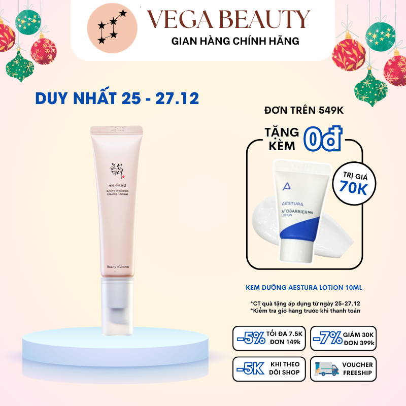 Kem mắt Beauty Of Joseon Revive Eye Serum Ginseng + Retinal 30ml giúp dưỡng ẩm cải thiện nếp nhăn vùng mắt