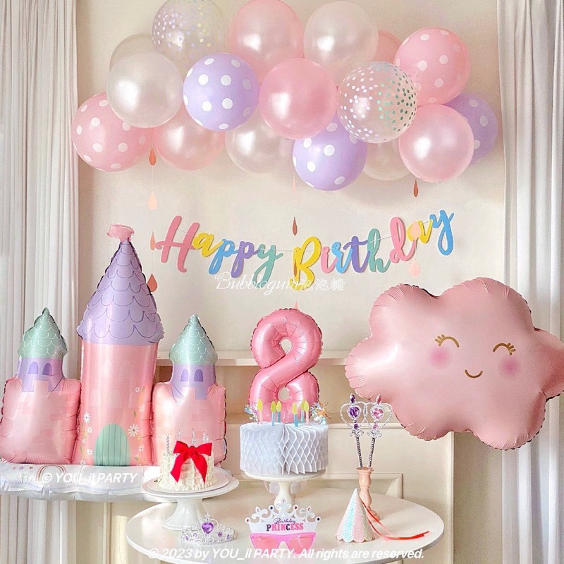 Dây treo Happy Birthday màu pastel macaron đa màu trang trí sinh nhật