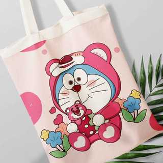 Túi canvas, túi vải bố in hình Doraemon dâu