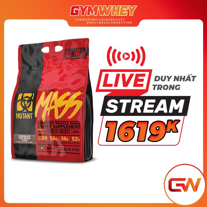 Mutant Mass Sữa Tăng cân Nhanh Đầy Đủ Dinh Dưỡng Mutant Mass Original 15 Lbs (6.8 kg) - Canada