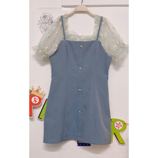 Đầm màu xanh phối ren xinh size s-m nhỏ a