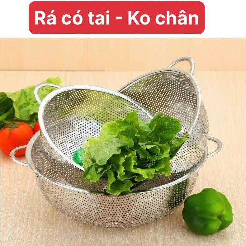 Rổ inox 304 đa năng lỗ lưới nhỏ dày - Rổ tròn inox 304 có 3 chân cao ráo nước