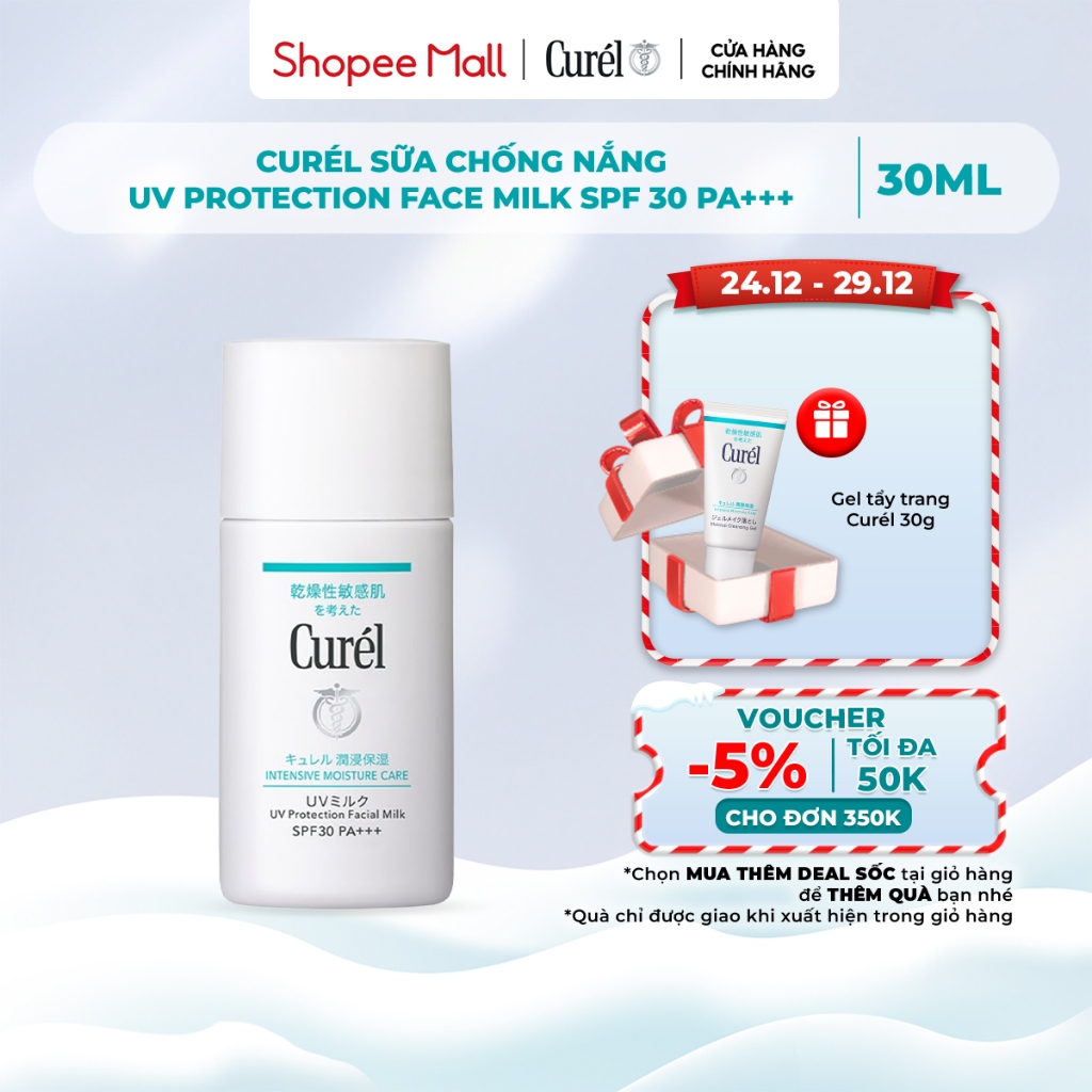 Sữa Chống Nắng Curel UV Protection Face Milk SPF 30 PA++ 30ml