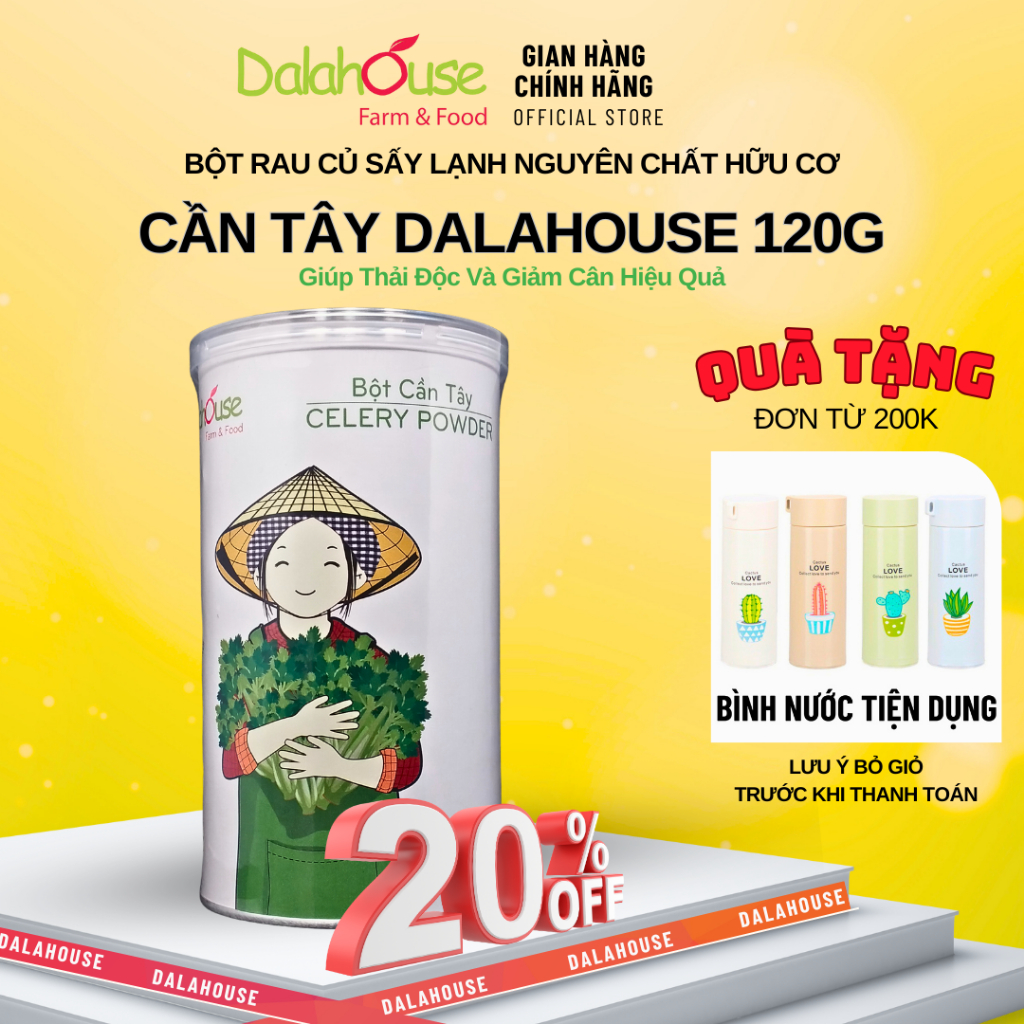 Bột Cần Tây Dalahouse, Lon 120g - Giảm Cân, Đẹp Da, Tốt Cho Tim Mạch, Detox Cơ Thể, Bổ Sung Vitamin, Chất Xơ