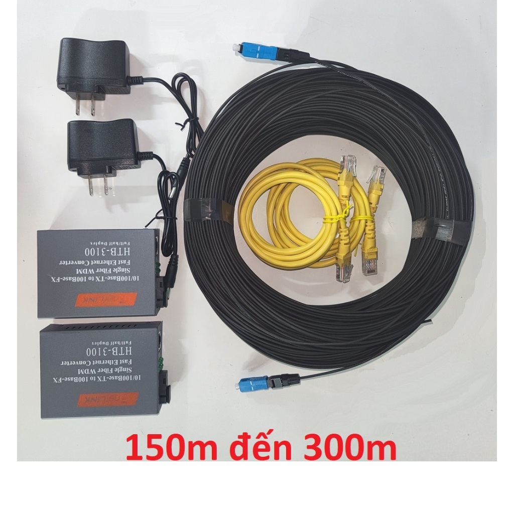 Bộ dây mạng 150m 160m 170m 180m 190n 200m 210m 230m 250m 280m 300m dây quang 1fo+cặp converter quang