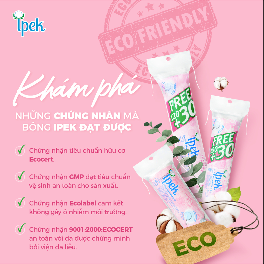 Ảnh 2 của Bông tẩy trang Ipek Cotton Pads siêu mềm mịn, thấm hút cực tốt và không để xơ bông khi dùng