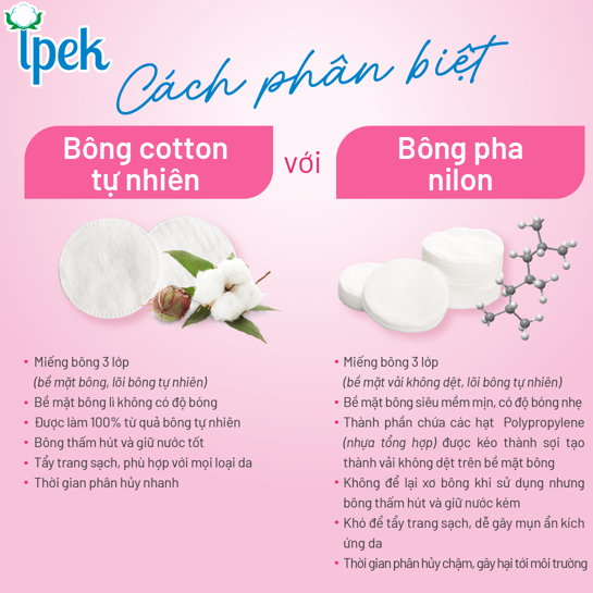 Ảnh 6 của Bông tẩy trang Ipek Cotton Pads siêu mềm mịn, thấm hút cực tốt và không để xơ bông khi dùng