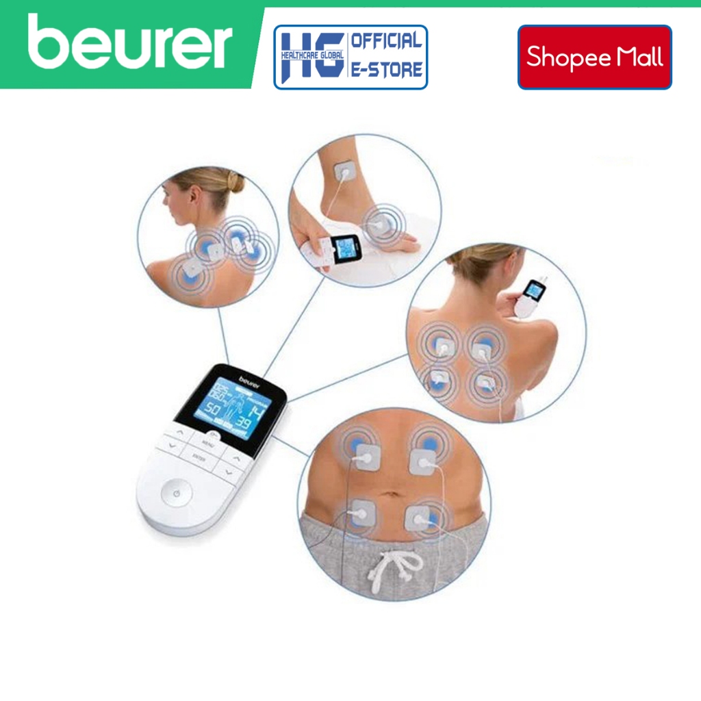 Máy Massage Xung Điện Beurer EM49 | 2 Kênh, 4 Điện Cực - Giúp Giảm Đau, Xoa Bóp, Kích Thích Và Phục Hồi Cơ Bắp