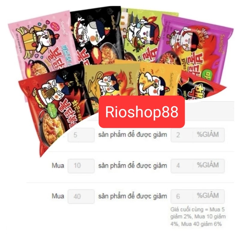 (Trên 2 sale) Mì gà cay Samyang Hàn Quốc, mi ăn liền nhập khẩu Hàn Quốc, mì phô mai Samyang, mì rau củ, mì súp kem