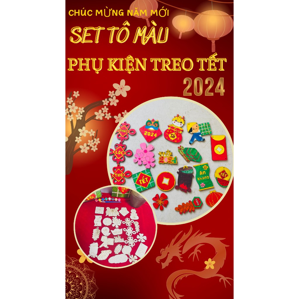 tô màu gỗ trang trí tết