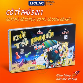 Bộ Cờ Tỷ Phú Liên Hiệp Thành 5 trong 1 gồm cờ tỷ phú, cờ cá ngựa, cờ thú, cờ đoán, cờ nhảy,Boardgame