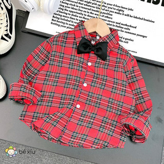  Áo sơ mi công tử KÈM NƠ cho bé trai chơi Tết, du Xuân kẻ mẫu caro từ 8-28Kg