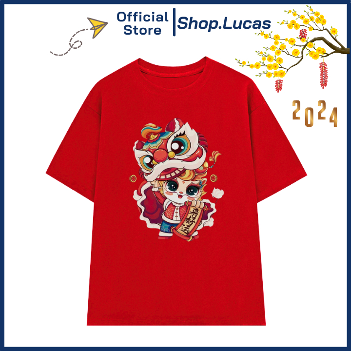 Áo Thun TẾT 2024 CON RỒNG MÚA LÂN XUÂN GIÁP THÌN Unisex Nam Nữ Áo Gia Đình Cặp Đôi Shop.Lucas - Múa Lân