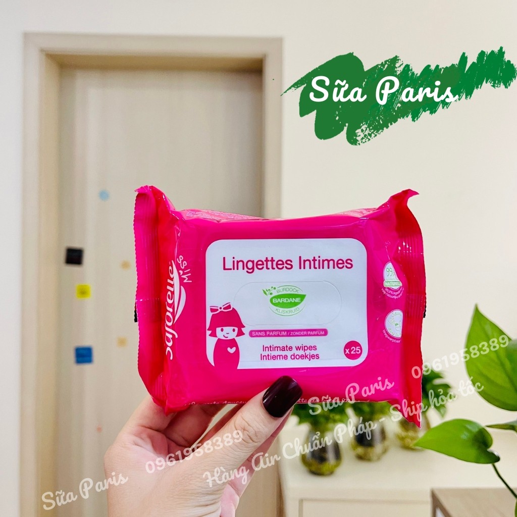 Khăn ướt vệ sinh vùng kín saforelle lingettes intimes cho bé gái từ 2 tuổi đến lớn_Sữa Paris Aderma