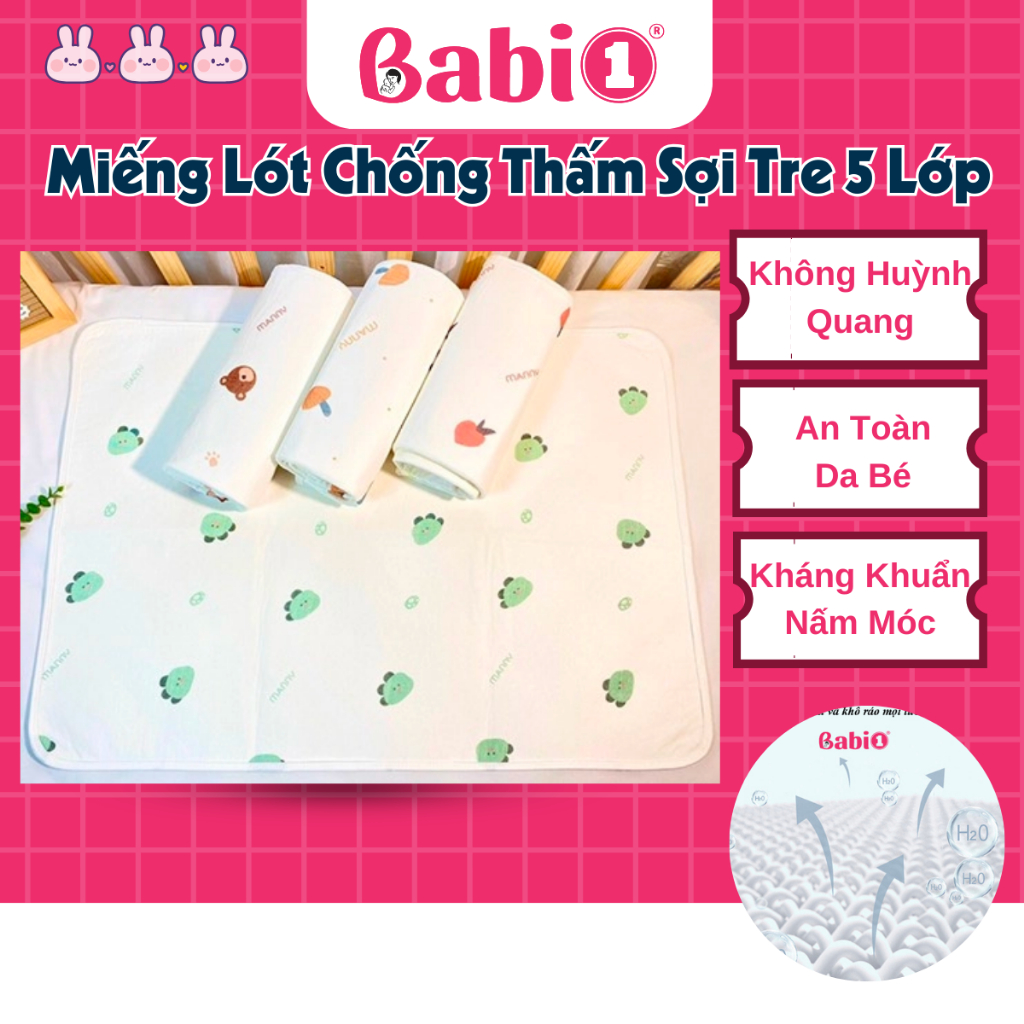 Miếng Lót Chống Thấm Sợi Tre 5 Lớp, Tấm Lót Chống Thấm Cho Bé, Người Già