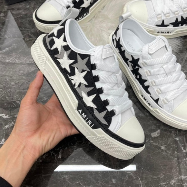 Giày Sneaker Amiri Ngôi Sao Canvas Thêu Máy Hoạ Tiết ,Giày thể thao nam nữ amiri canvas thêu ngôi sa