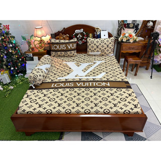 bộ chăn ga gối thun hàn quốc chữ LV 3 màu