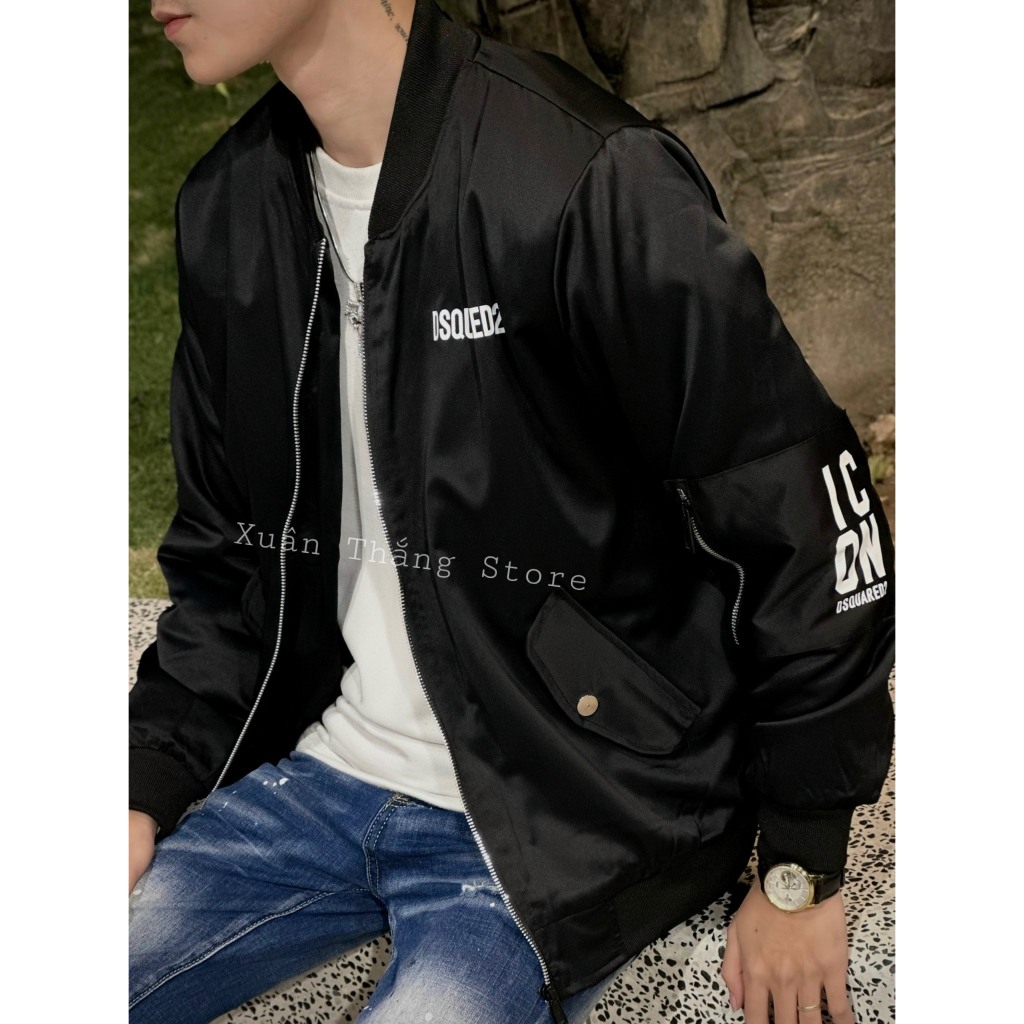 Áo Khoác Gió DSQ Nam Siêu Cấp Lót Trần Bông Áo Khoác Boomber Gió Mix Khóa Bắp Tay Và In Logo Hàng Quảng Châu