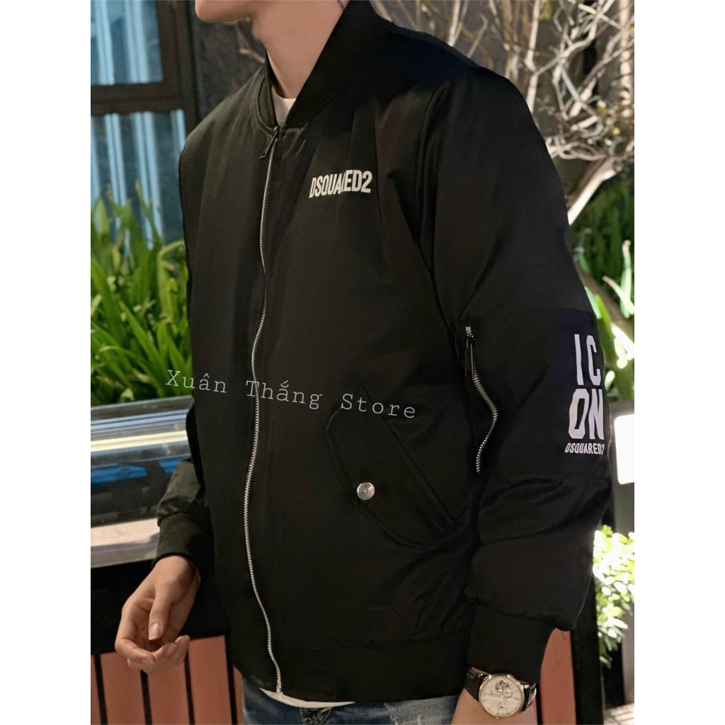 Áo Khoác Gió DSQ Nam Siêu Cấp Lót Trần Bông Áo Khoác Boomber Gió Mix Khóa Bắp Tay Và In Logo Hàng Quảng Châu