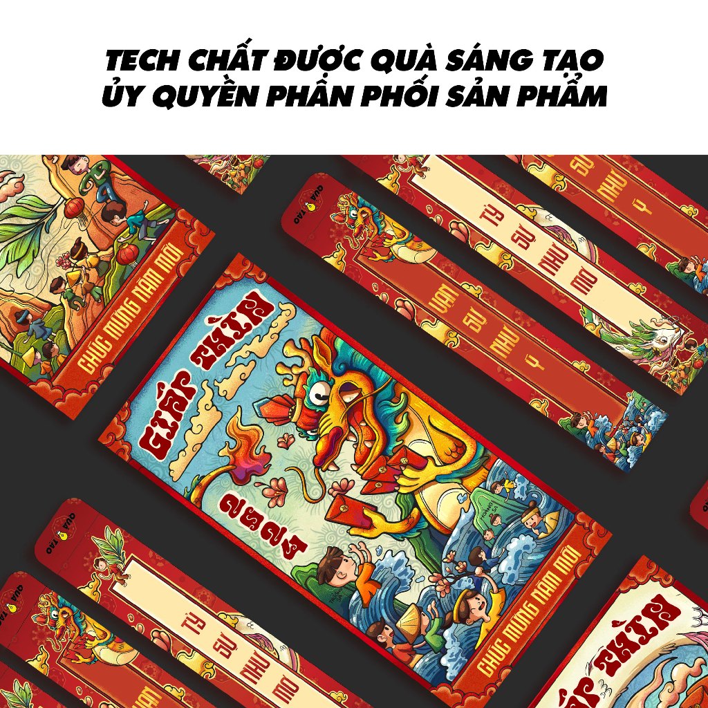 COMBO HỘP 18 Lì xì nhân phẩm Con Rồng Cháu Tiên Âu Cơ Lạc Long Quân hot trend 2024 tết Nguyên Đán Giáp Thìn quà sáng tạo