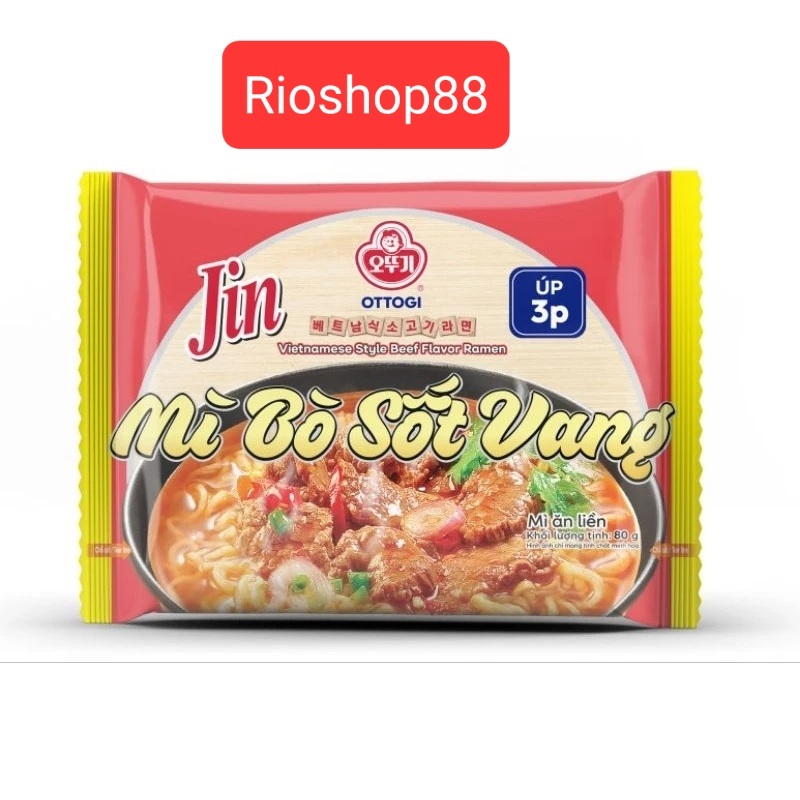 Thùng 30 gói mì ăn liền Jin mì bò sốt vang 80g V10617, mì otoki bò sốt vang