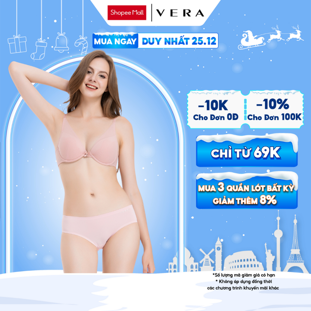 Quần lót đúc su hipster seamless VERA cao cấp thoáng khí chống lộ viền - V0510