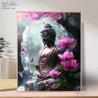 KHUNG 1.6cm- Tranh tô màu theo số, kích thước 40 x 50 cm,TẶNG KHĂN, đã căng khung,có SƠN BÓNG