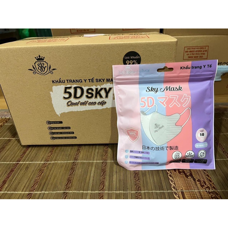 Khẩu trang y tế 5D SKY MASK chính hãng, thùng 100 chiếc
