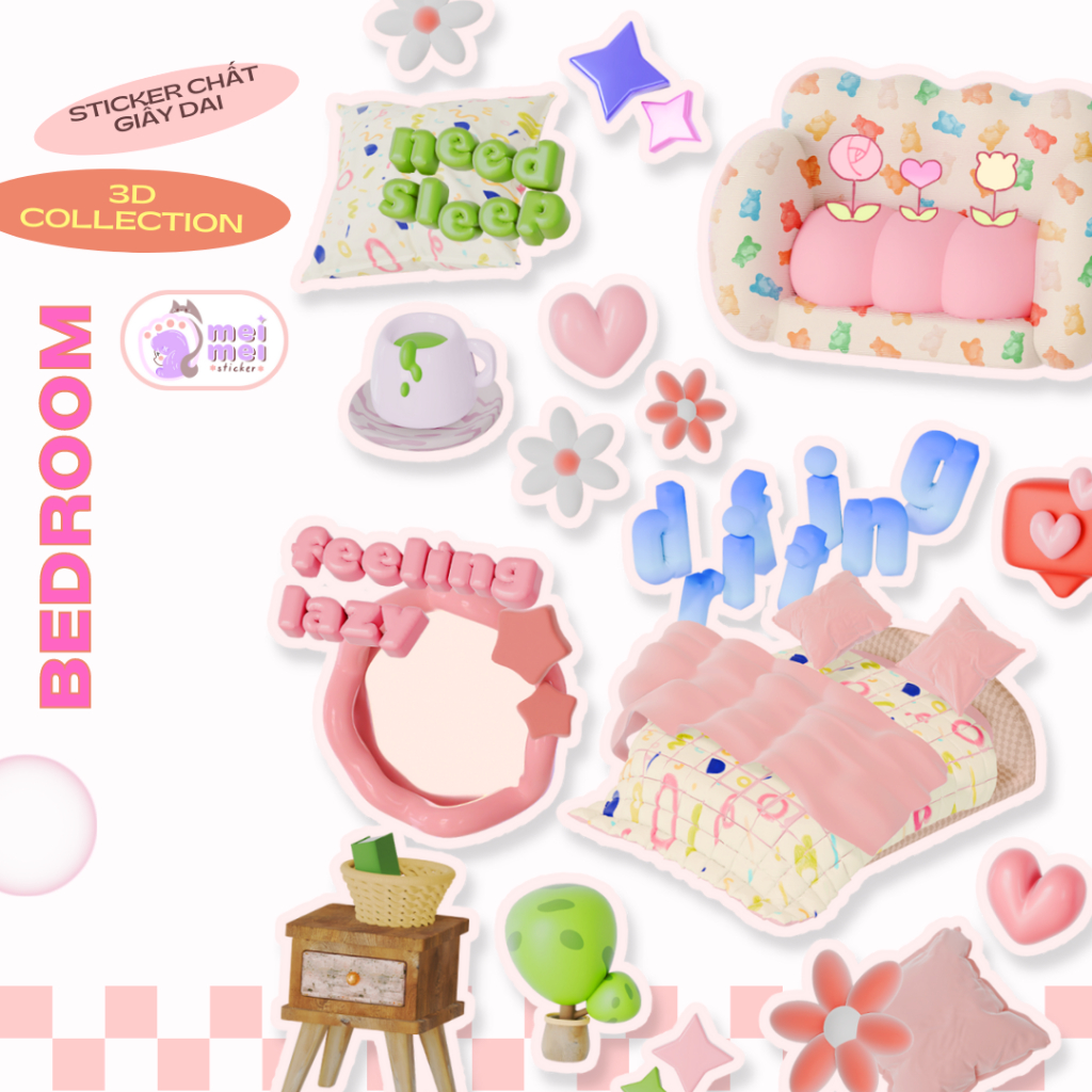 Bedroom 3D Sticker Set - Meimei Sticker