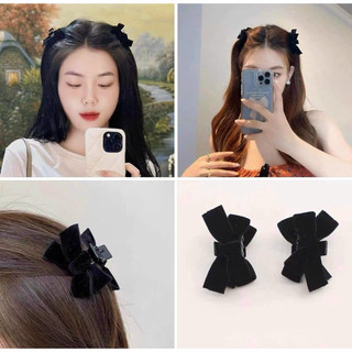 Set 2 kẹp tóc nhung đen kẹp mái xinh xắn