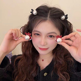 Set 2 chiếc kẹp tóc nơ tai thỏ phong cách tiểu thư công chúa