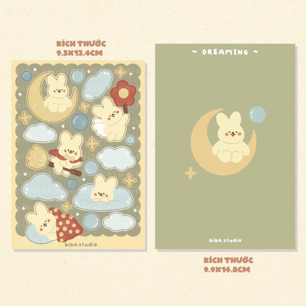 bibe | Dreaming Sticker Sheet | Hình Dán Trang Trí Sổ Planner, Bullet Journal