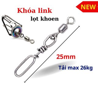 Khóa link lọt khoen câu lure cao cấp size 25mm tải max 26kg , xoay 360o chất lượng thép nhật chống rỉ