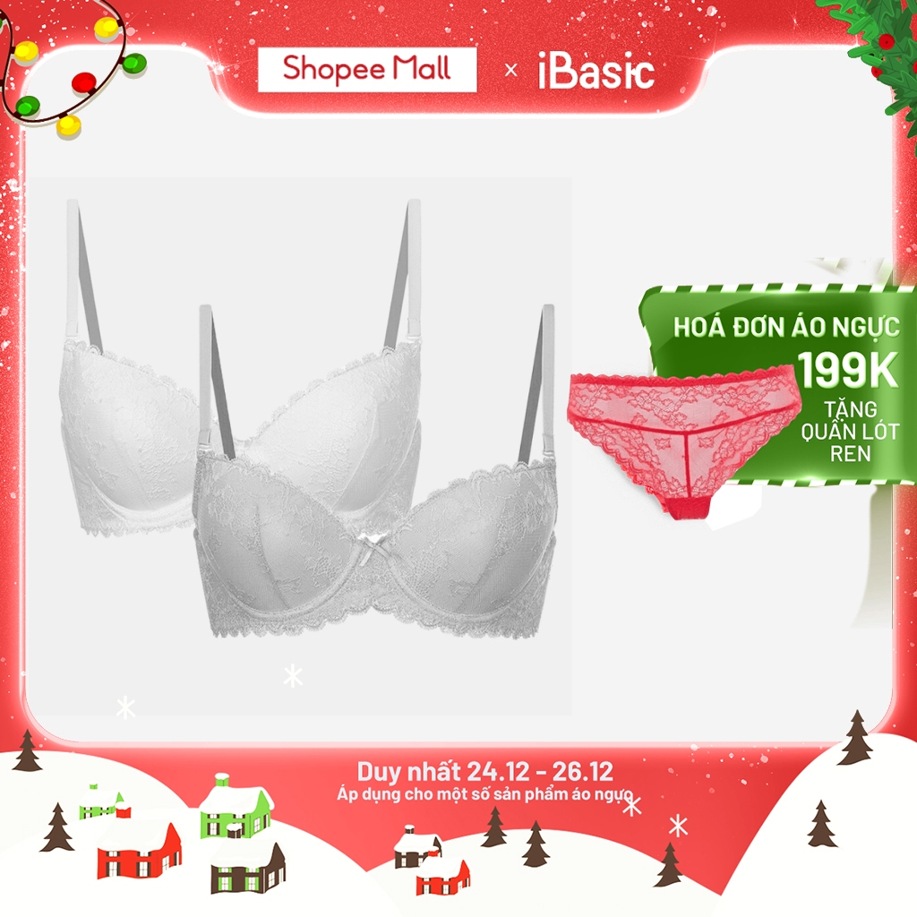 Combo 2 áo ngực demi mút vừa ren iBasic VA086