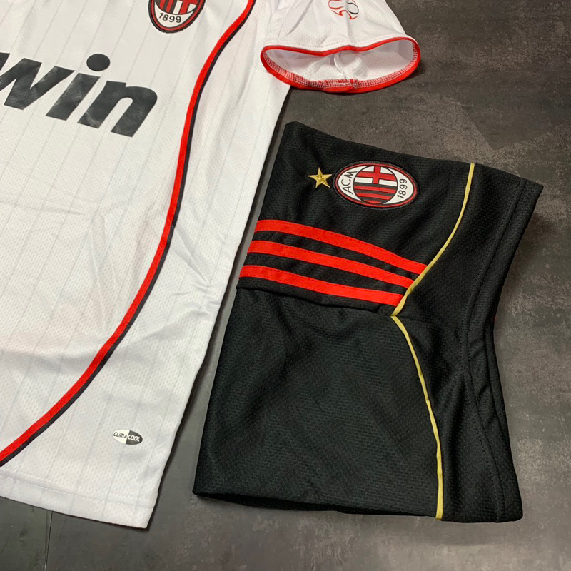 Bộ Quần Áo Bóng Đá, Áo Đá Banh CLB AC Milan Sân Nhà 2007 - Vải Polyester Gai Thái Cao Cấp