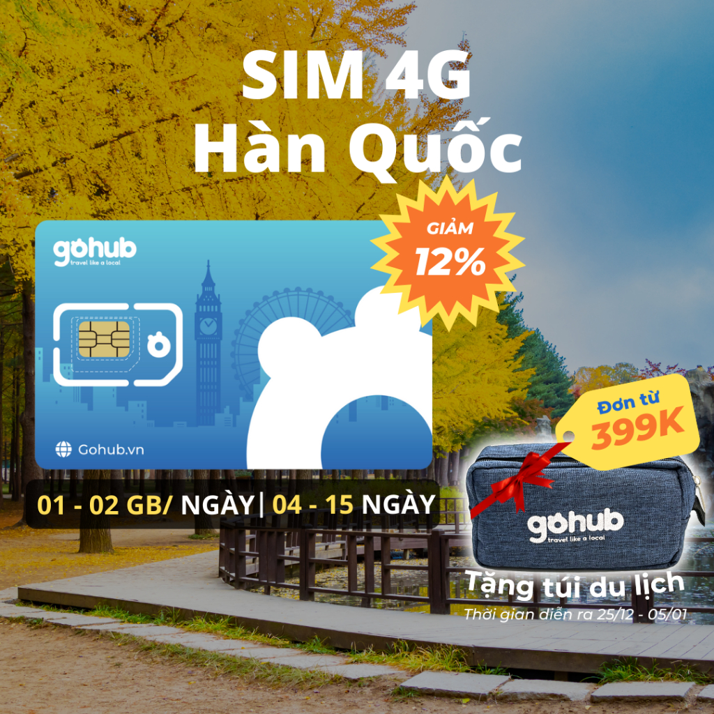 SIM du lịch 4G Hàn Quốc - Gói theo ngày (4 - 15 ngày) - Tặng kèm que chọc SIM