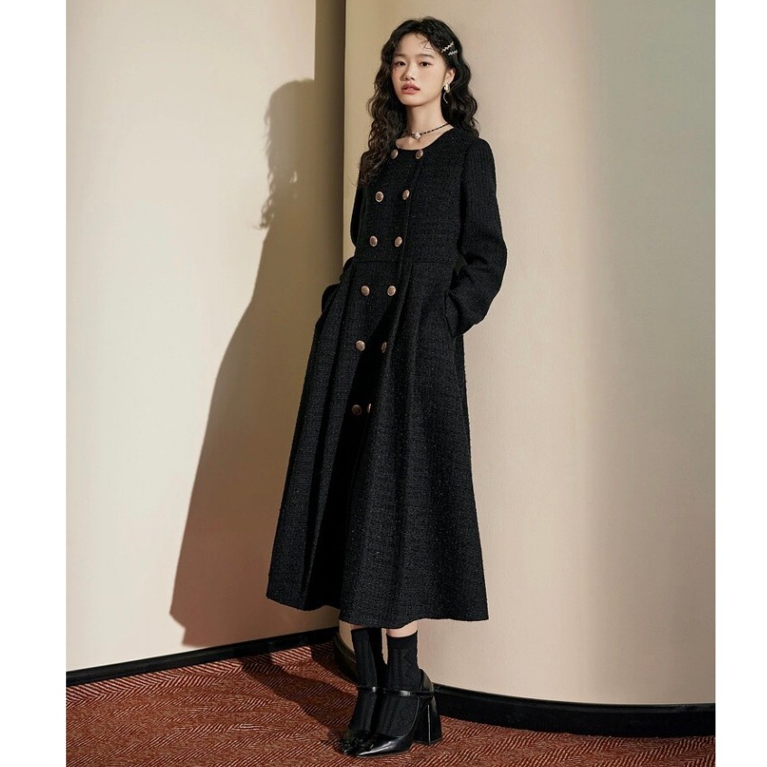 Váy dạ tweed dáng dài phối 2 hàng cúc Kuose