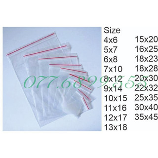 Combo 1kg/size Túi zipper chỉ đỏ loại tốt, dày dặn, chắc chắn (có đủ size) kích thước thị trường.