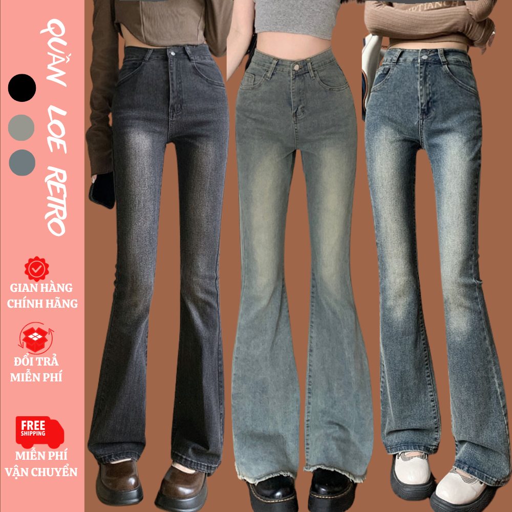Quần jeans ống loe nữ co giãn MIAA lưng cao ôm eo cực tôn dáng , quần bò jean ống loe nữ CẠP CAO cao cấp Hottrend 2023