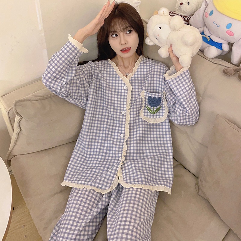 Đồ Ngủ Nữ BD8 Kẻ Xanh Bộ Ngủ Nữ Kẻ Caro Nhẹ Nhàng Tiểu Thư, Đồ Bộ Nữ Mặc Nhà , Set Mặc Nhà Dễ Thương