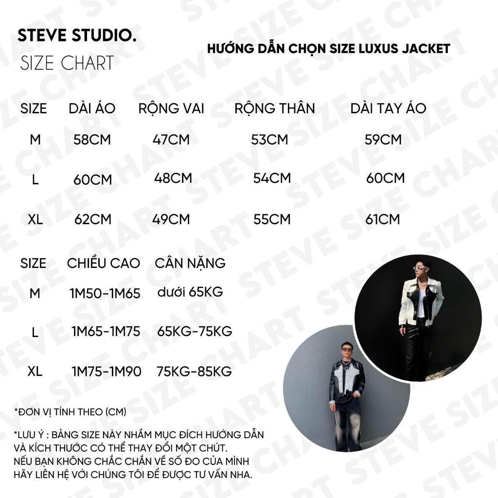 Áo khoác da local brand STEVE, Áo khoác nam unisex LUXUS chất da PU nhập khẩu có độn vai