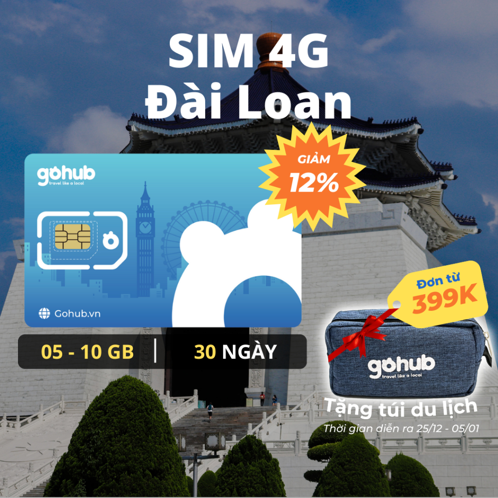  SIM 4G du lịch Đài Loan - Gói cố định  - Tặng que chọc SIM